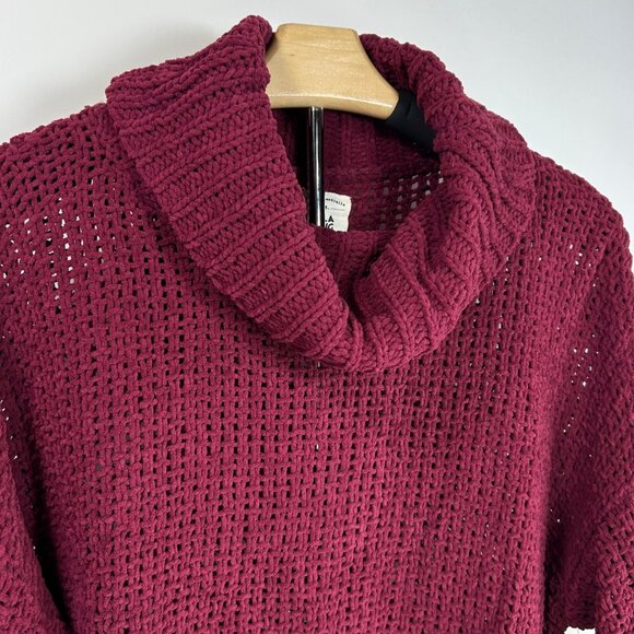 BILLABONG Cherry Moon Pullover Sweater Sz M Maroon Red Woven Knit Cowl Neck Cozy - Picture 5 of 9